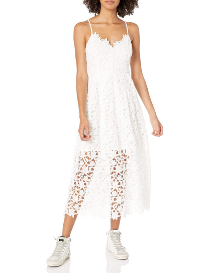 ASTR the label womens Sleeveless Lace Fit & Flare Midi Dress, White, X-Small US