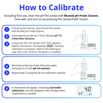 bluelab pH Pen - ± 0.1 pH Accurate, Durable Double Junction Probe, Waterproof & Floats, Auto Temperature Compensation, Easy Calibration - Made in NZ