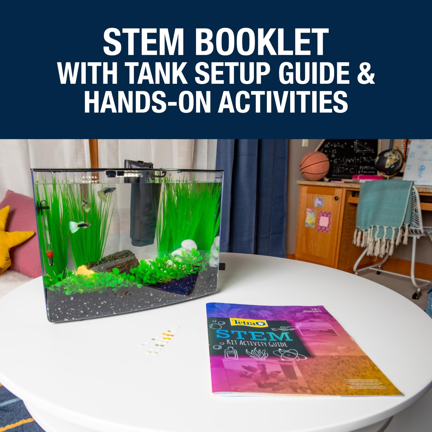 Tetra Crescent STEM Aquarium Kit 3 Gallons, Curved-Front Fish Tank with LEDs and STEM Activity Guide