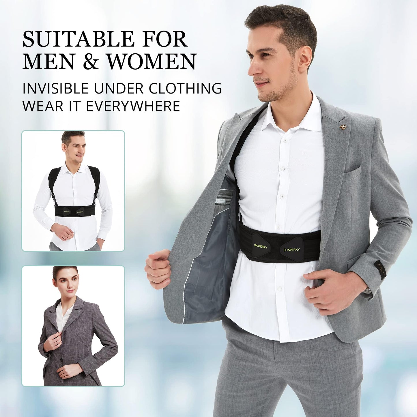 SHAPERKY Posture Corrector for Women and Men, Adjustable Upper Back Brace for Posture Hunchback Support and Providing Pain Relief from Neck, Shoulder, and Upper Back (1, Large/X-Large)