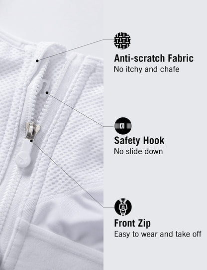 SYROKAN Women's Zip Front High Impact Wireless Racerback High Support Zipper in Front Sports Bra White 36D