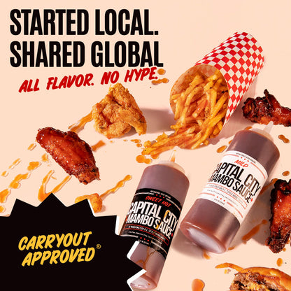 Capital City Mambo Sauce Sweet Hot & Mild Variety Pack, Washington DC Wing Sauces, Perfect Condiment for Wings Chicken Pork Beef Seafood Burgers Rice or Noodles, 12oz (2 Pack)