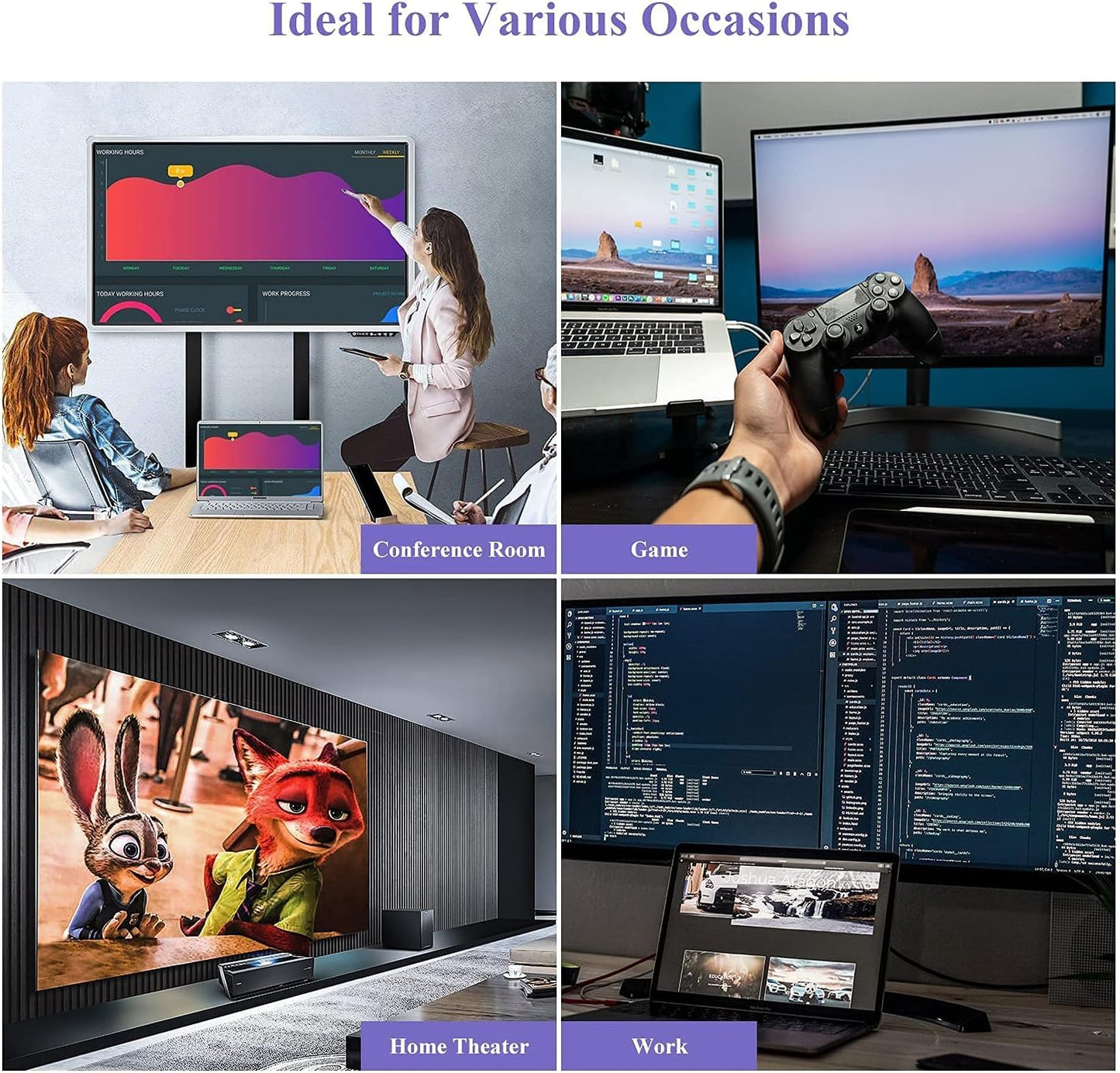 WAVLINK HDMI Splitter Extended Display for Dual Monitor, USB A or USB-C to Dual HDMI Adapter, Multi-Monitor Display 3 Separate Screens for Windows and macOS,4K30Hz,1080p@60Hz