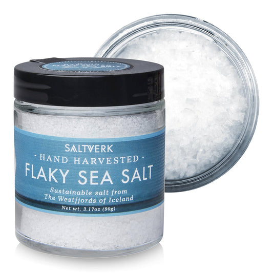 Saltverk Flaky Sea Salt - Gourmet, Icelandic, Hand Harvested and Sustainably Made - 3.17 Oz Jar