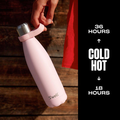 S'well Stainless Steel Water Bottle, 17oz, Pink Topaz, Triple Layered Vacuum Insulated Containers Keeps Drinks Cold for 36 Hours and Hot for 18, BPA Free, Perfect for On the Go