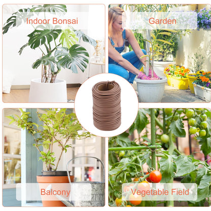 TELENT OUTDOORS 130 Feet Soft Plant Tie Brown Twist Garden Ties for Plants Gardening Home Office Organization TPR Garden Ties Supplies with 2.5mm Diameter