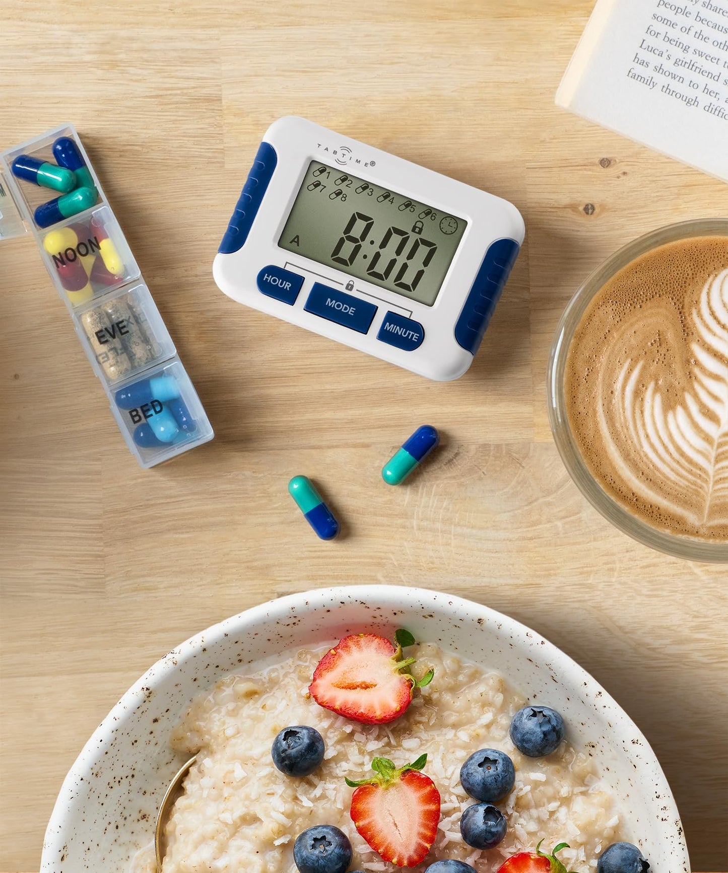 TabTime Pill Reminder with 8 Alarms per Day, Pill Tracker, Pill Timer, Medication Reminder Devices, Medication Tracker, Essential Parkinson's Patient Gadget