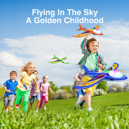 Wesfuner 3 Pack Foam Airplane Launcher Toys, 2 Flight Mode Glider Plane,Kids Flying Toy,3 4 5 6 7 8 9 10 11 12 Year Old Boys Girls Gifts,Outdoor Sport Party Favor