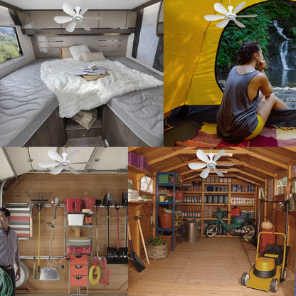 Silent USB Powered Ceiling Fan with Remote Control Timing 4 Speed, Quiet Small DC Plug in Ceiling Fan Hanging Fan for Camping Bed RV Tent Canopy Room