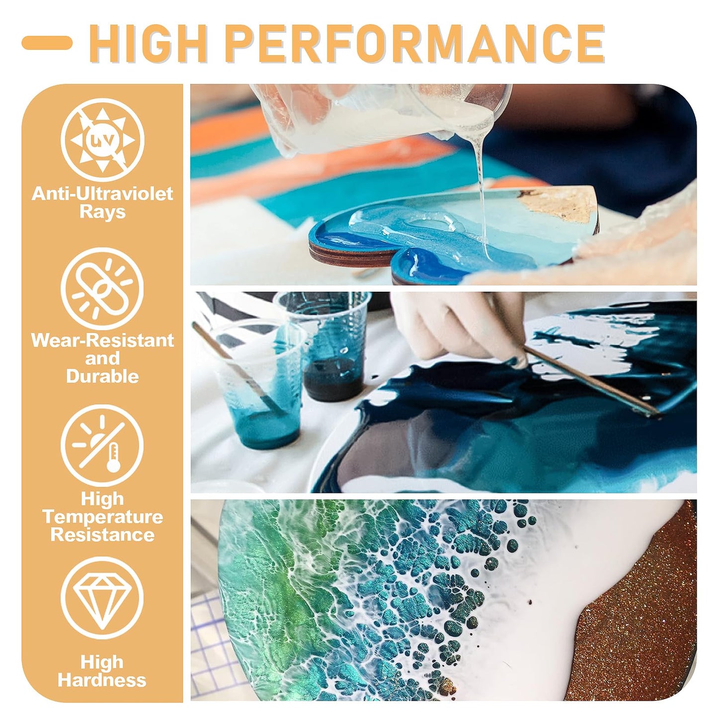 Puduo Epoxy Resin Kit 36OZ，Newly Formulated Crystal Clear Epoxy Resin，Strong, Bubble-Free, Anti-Yellowing Art Resin That，Suitable for DIY, Resin Art, Molds, Jewelry Making, Easy to Mix 1:1 Ratio