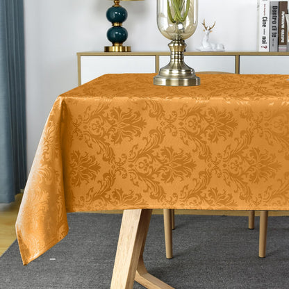 SASTYBALE Amber Rectangle Jacquard Tablecloth, Spill Wrinkle Proof Damask Table Cloth for Rectangle Tables, Rectangular Harvest Fall Inddor Outdoor Tablecloths, 60x 102 Inch Amber