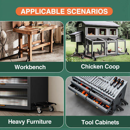 DOZAWA Workbench Casters Kit, 600 Lbs Retractable Casters Set of 4 Heavy Duty, 2.5" Side Mount Caster Wheels, Stepdown Castor Wheel for Workbenches, Machinery and Tables