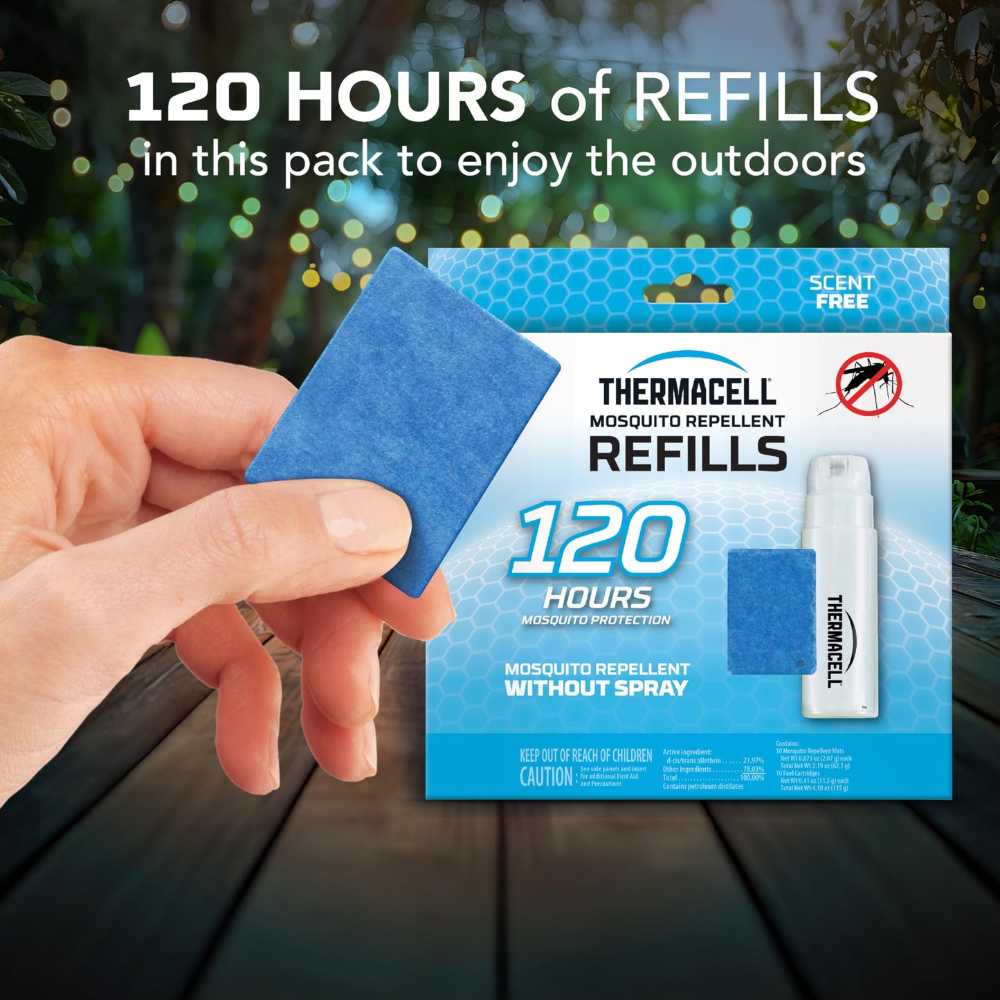 Thermacell Mosquito Repellent Refills; Provide 120 Hours of Protection; Contain 30 Repellent Mats, 10 Fuel Cartridges; Compatible with Any Fuel-Powered Mosquito Repeller Product