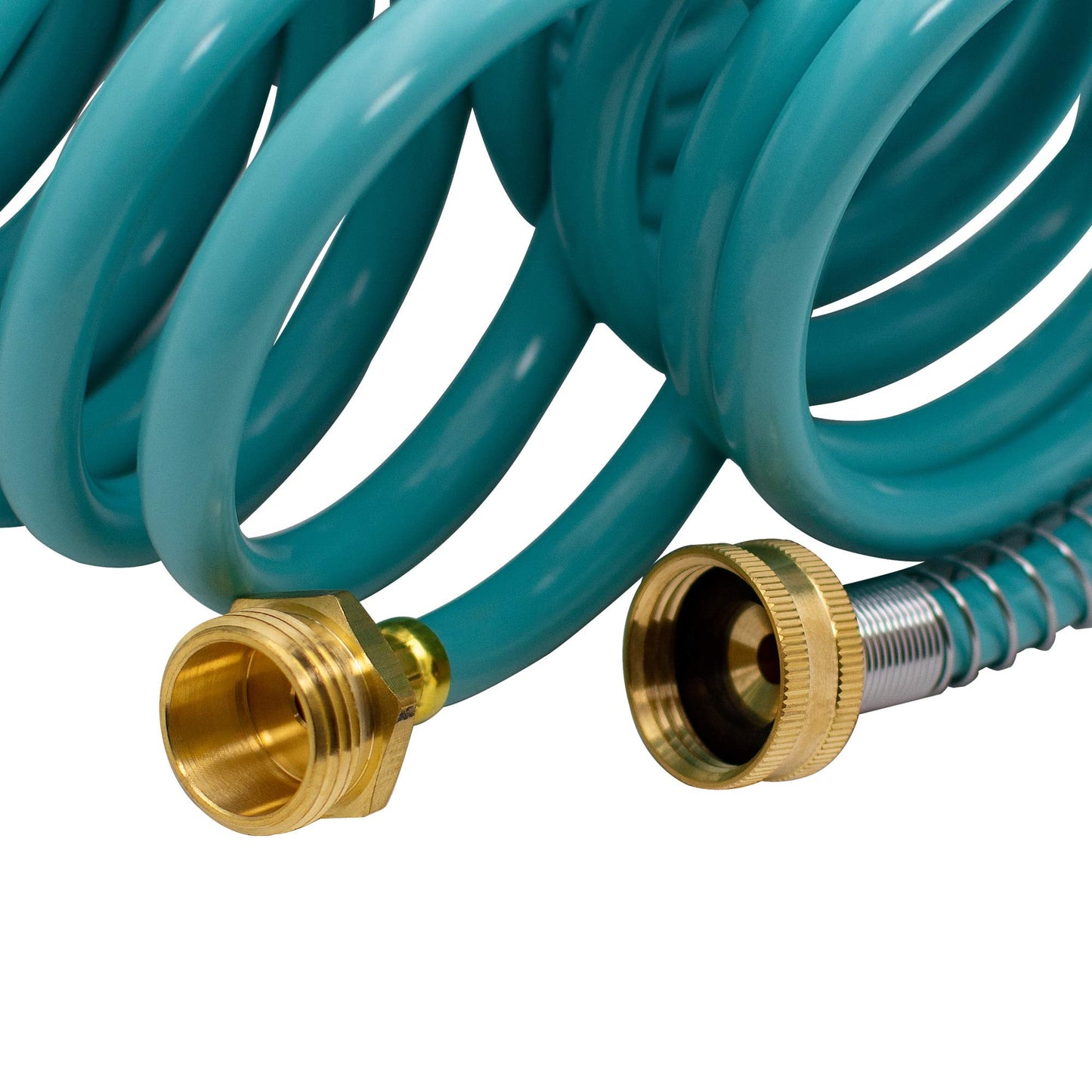 AUTOMAN EVA Recoil Garden Hose 25ft - Includes 7 Pattern Spray Nozzle,Curly Water Hose 25 Foot,Watering Coil,Retractable,Corrosion Resistant Garden Coil Hose.