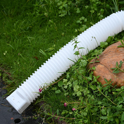 HAHOME 2 Pack Rain Gutter Downspout Extensions,Drain Downspout Extender Diverter, Flexible Downspout Extensions Can Extendable from 21 to 60 Inches (White)