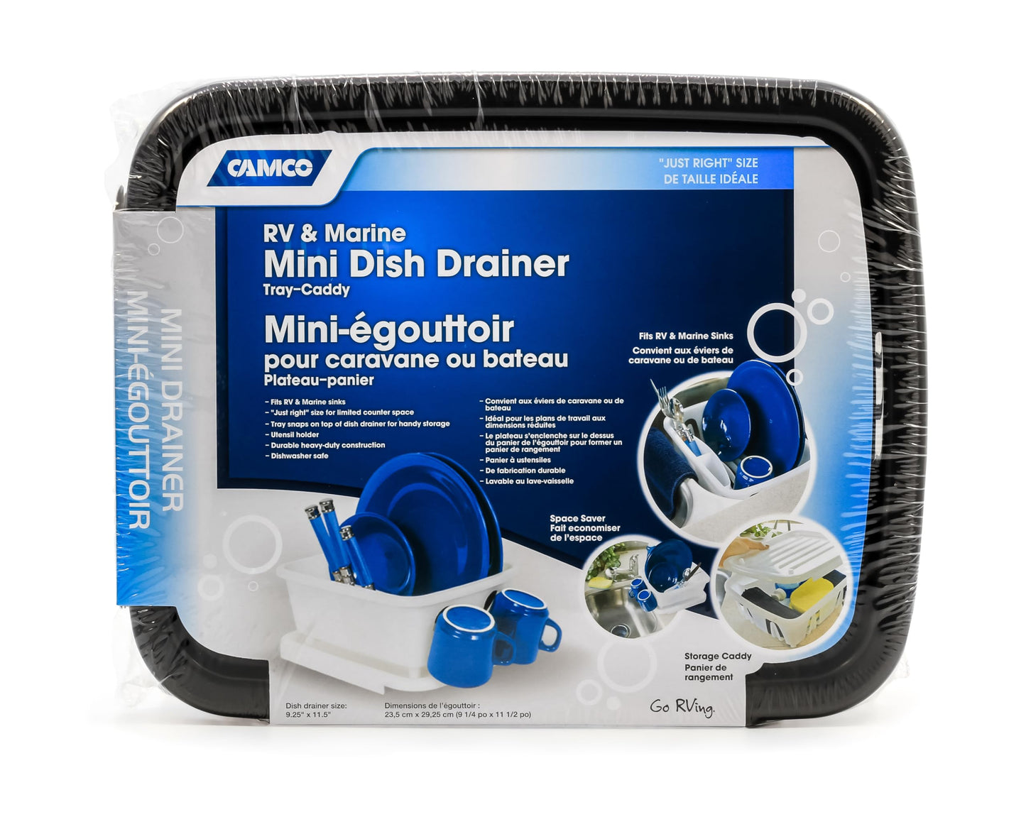 Camco Mini Dish Drainer and Tray - Fits RV Sinks and Small Counter Spaces - Durable Heavy-Duty Construction - Black (43512)
