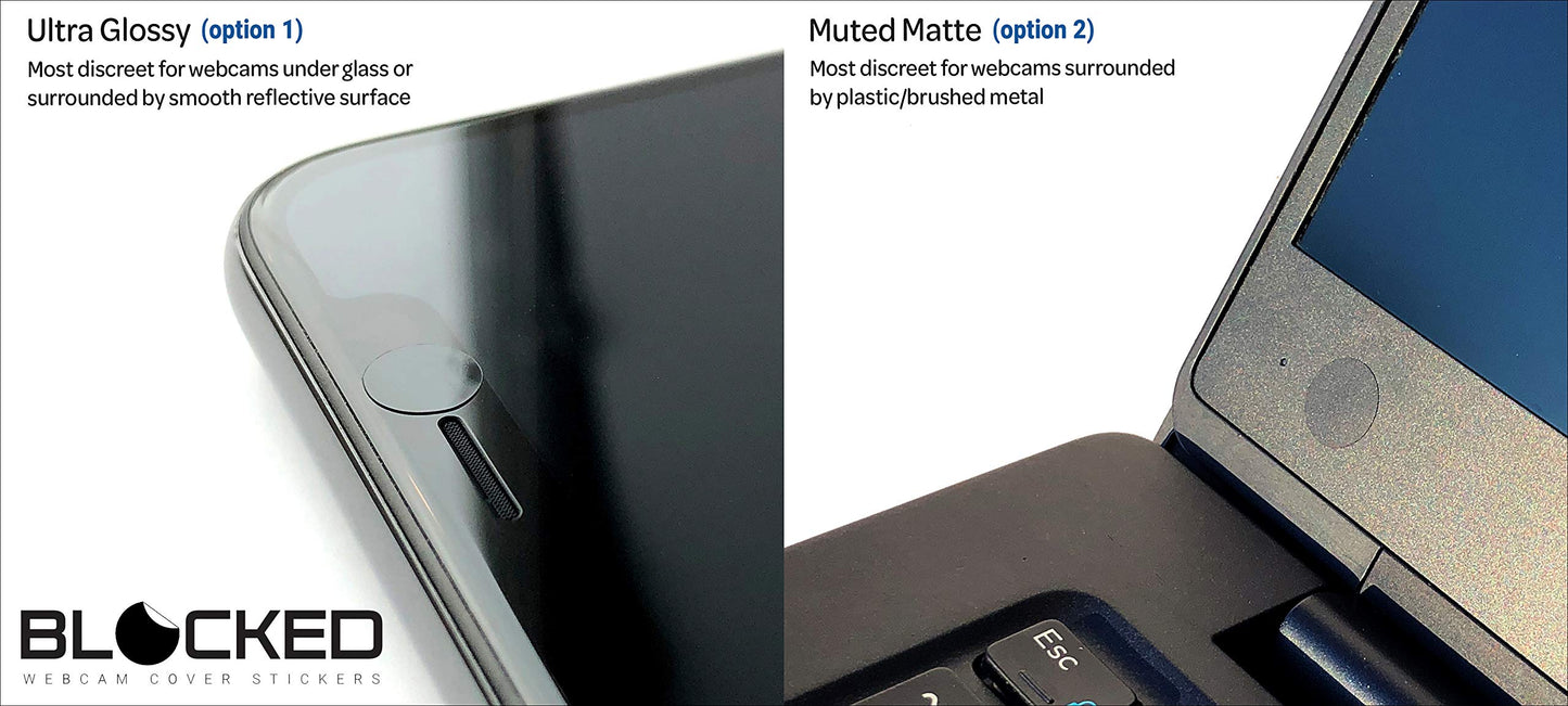 Stackable Webcam/Camera Vinyl Covers | 95 Low-Tack Restickable Webcam Sticker | 5-Sizes | Black 95-Pack (Muted Matte)