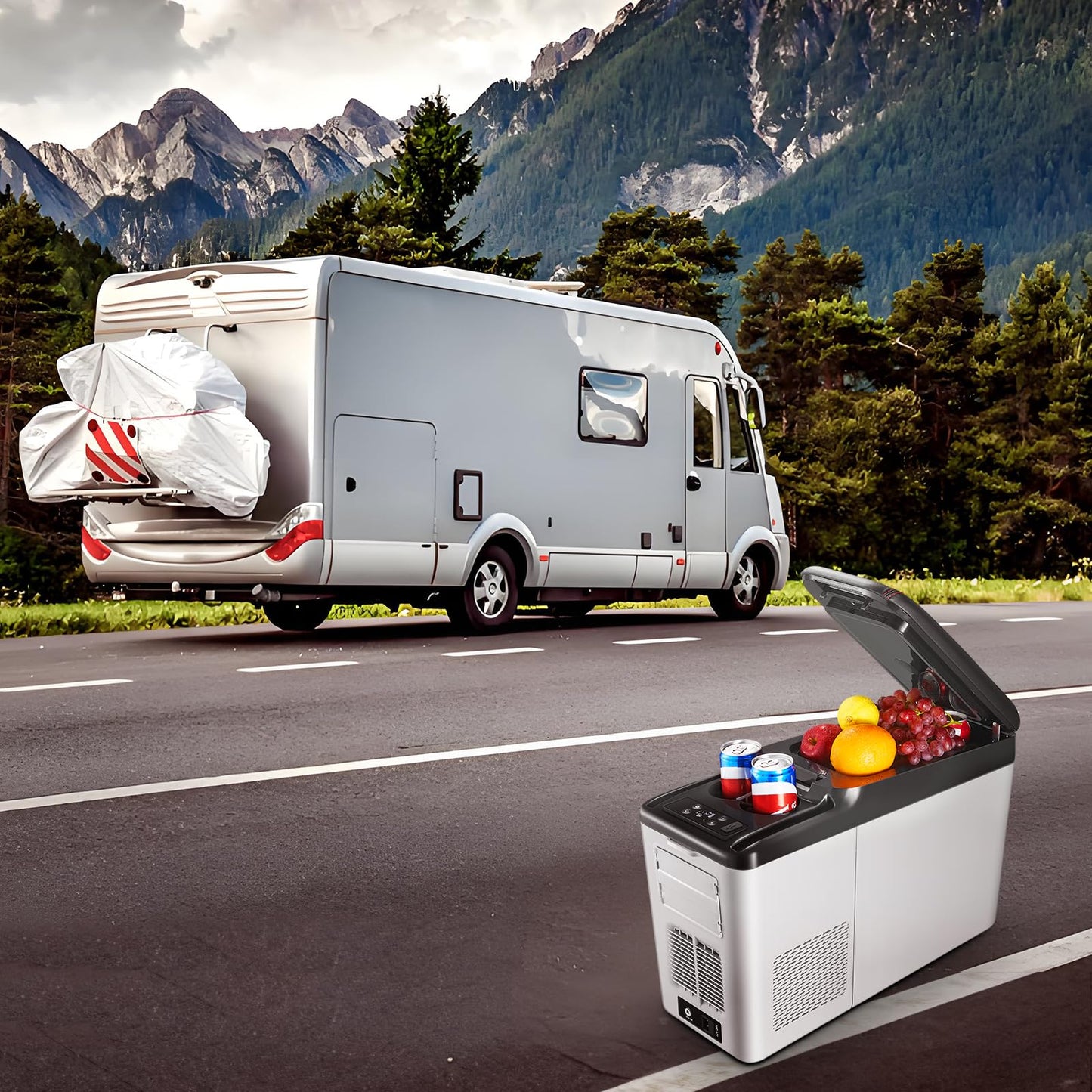 BODEGA 12 Volt Refrigerator, 16 Quart (15L) Car Fridge, Portable Refrigerator (-4℉-68℉), 12/24V DC for Outdoor, Vehicles, Camping, Travel