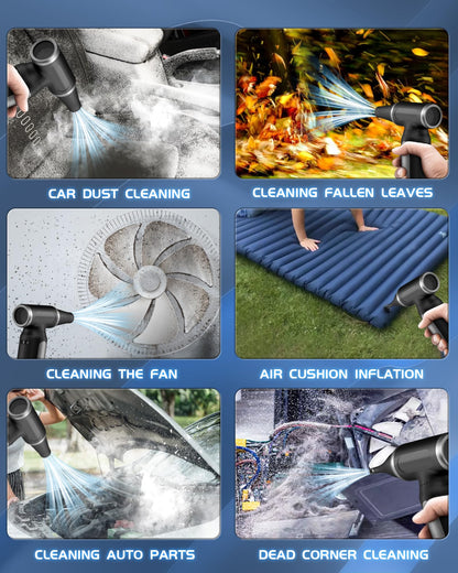 Electric Compressed Air Duster - 33,0000 RPM Rechargeable Cordless Turbo Blower, Portable Air Blower Gun for Cars, PC, Keyboard, Home & Outdoor Dust Cleaning (Replaces Compressed Air Cans)