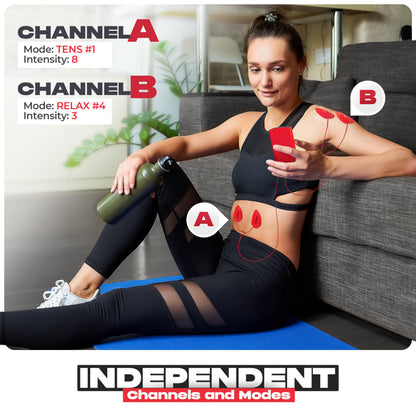 TENS Unit Muscle Stimulator, Electronic PMS Pulse Massager Machine for Shock Physical Therapy, Back Pain Relief, Shoulder Recovery, Red