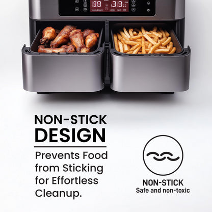 Reusable Air Fryer Liners 4 Pack for Dual Basket Fryers - Rectangle Silicone Airfryer Liners - 5.25 x 8” for Basket - Easy to Clean Air Fryer Accessories - Non-Stick Parchment Paper Replacement