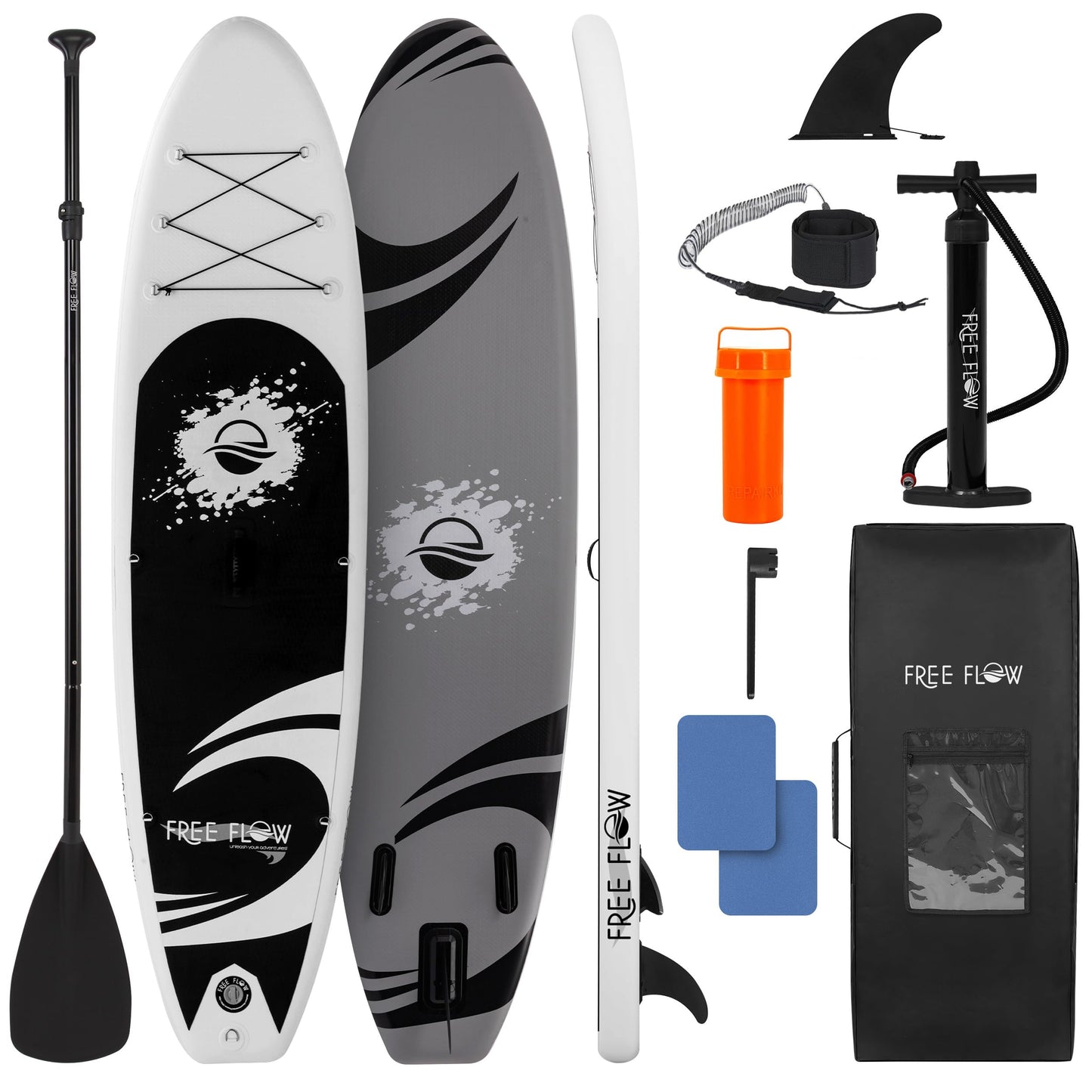 SereneLife Inflatable Stand Up Paddle Board (6 Inches Thick) with Premium SUP Accessories & Carry Bag | Wide Stance, Bottom Fin for Paddling, Surf Control, Non-Slip Deck | Youth & Adult Standing Boat
