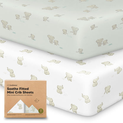 2-Pack Mini Crib Sheets Fitted - 38x26 Pack N Play Sheets for Pack and Play Mattress, Organic Cotton, Soft & Breathable Playard Bedding, Neutral Mini Toddler Bed Cover for Boys, Girls (Elly)