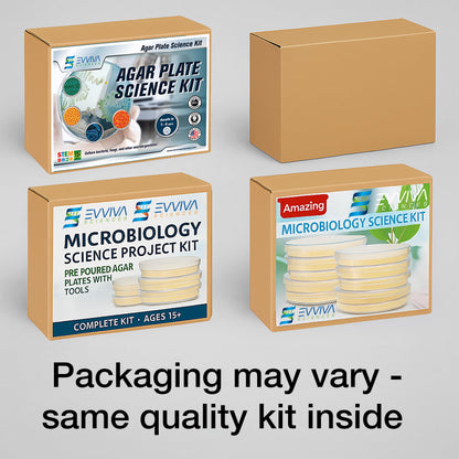 Evviva Sciences Microbiology Science Project Kit, Pre-Poured Agar Plates for Students, Agar Petri Dishes to Learn Microbiology, with Educational Experiment eBook
