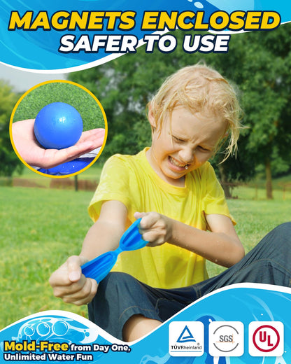SOPPYCID Reusable Water Balloons Magnetic: Water Balloons for Kids Adult - Summer Outdoor Pool Beach Toys - 12 Pack Soft Water Bombs - Quick Fill Self Sealing Water Balls