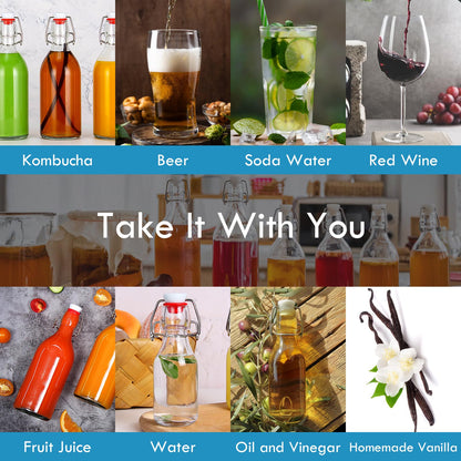 YEBODA 16oz Swing Top Bottles -Glass Beer Bottle with Airtight Rubber Seal Flip Caps for Home Brewing Kombucha,Beverages,Oil,Vinegar,Water,Soda,Kefir (6 Pack) (16 Oz- Set 6 (New))