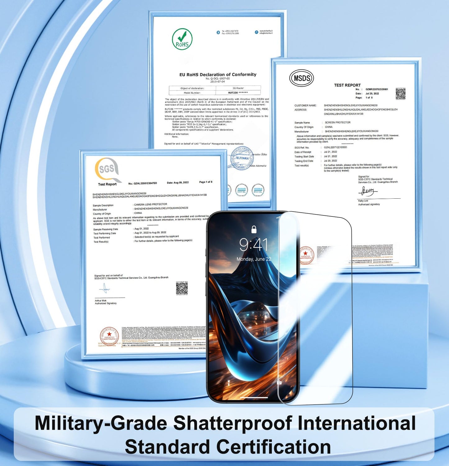 QHOHQ 3 Pack Screen Protector for iPhone 17 + One Set Camera Lens Protector, Top 9H+ Shatterproof Tempered Glass, [12FT Military Grade Protection], 1-Second Auto-Install, Case Friendly