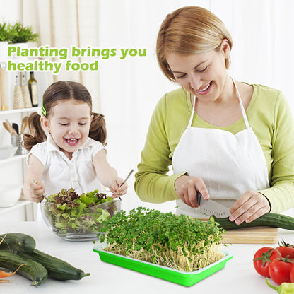 EBaokuup 10Pcs Seed Sprouter Tray with Drain Holes - BPA Free Seed Garden Plant Germination Propagation Trays, Soil-Free Wheatgrass Tray Sprouter Microgreens Growing Kit with Germinating Paper