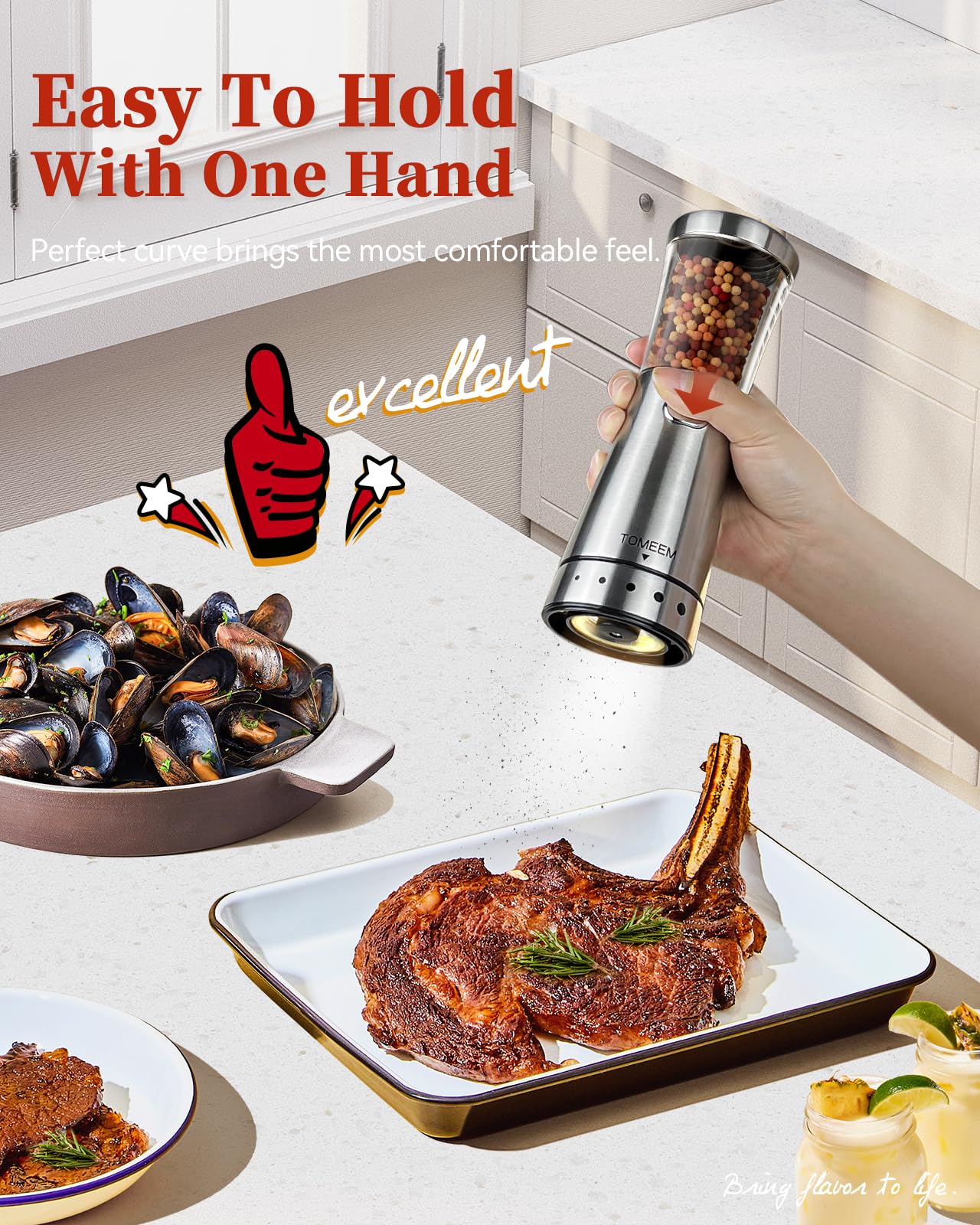 Electric Salt and Pepper Grinder Set with Storage Base, Stainless Steel Rechargeable Salt and Pepper Grinder Set with 4.5 oz Large Capacity, 1.8" Wide Mouth, Adjustable Coarseness, Ideal for Kitchen
