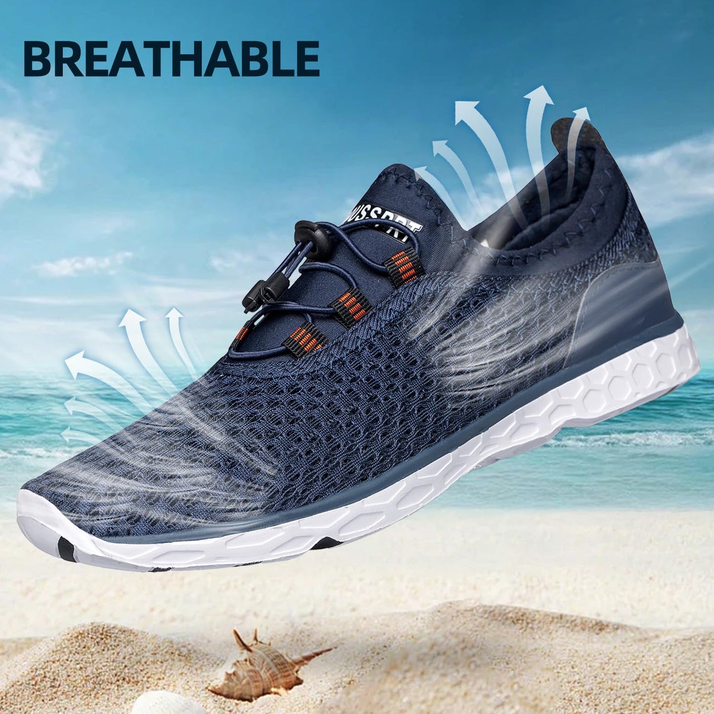 DOUSSPRT Men's Water Shoes Quick Drying Sports Aqua Shoes Blue Size 8.5