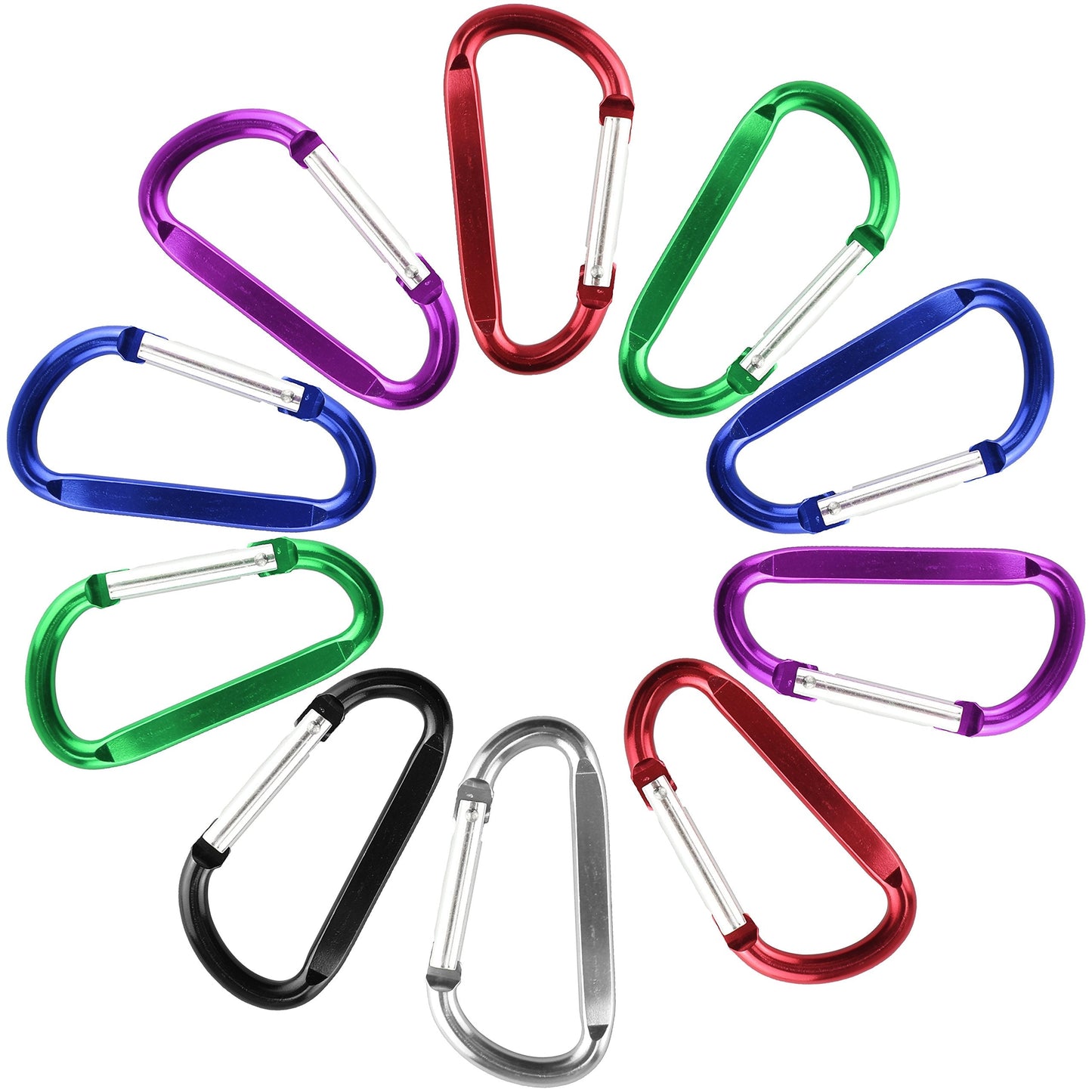 SWATOM Aluminum D-Shape Carabiner Clip 1.8/2.2/2.6/3 Inches Spring Snap Hook Keyring Carabiners for Camping Traveling Hiking Keychains Outdoor Accessories (10P/20P) (1.8 inch 10P)