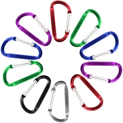 SWATOM Aluminum D-Shape Carabiner Clip 1.8/2.2/2.6/3 Inches Spring Snap Hook Keyring Carabiners for Camping Traveling Hiking Keychains Outdoor Accessories (10P/20P) (1.8 inch 10P)