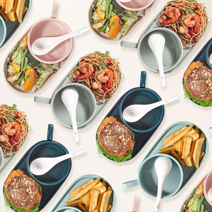 Artena Bright White 6.75 inch Asian Soup Spoons Set of 6, Ultra-fine Porcelain Tablespoon, Chinese/Japanese Kitchen Soup Spoons for Cereal, Ramen Pho - Deep Oval Hook Design