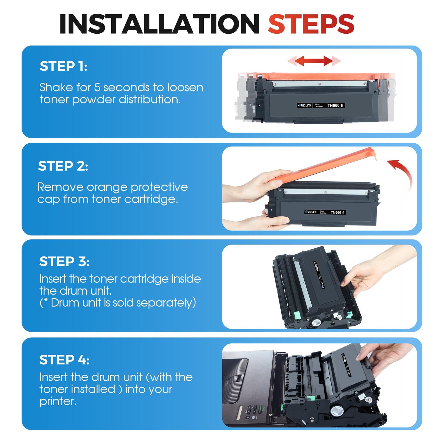 SUDLTO Compatible Toner Cartridge Replacement for TN660 TN630 TN-630 TN-660 Use for HL-L2300D HL-L2380DW HL-L2320D DCP-L2540DW HL-L2340DW HL-L2360DW HL-L2305W (2 Black)