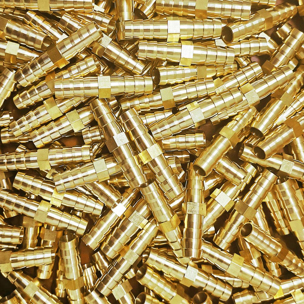 Da by 3 pcs 3/8"(10mm) Barb Splicer Mender Hose Brass Barb Fitting with 6 pcs Stainless Steel Pipe Clamps for Water/Fuel/Air