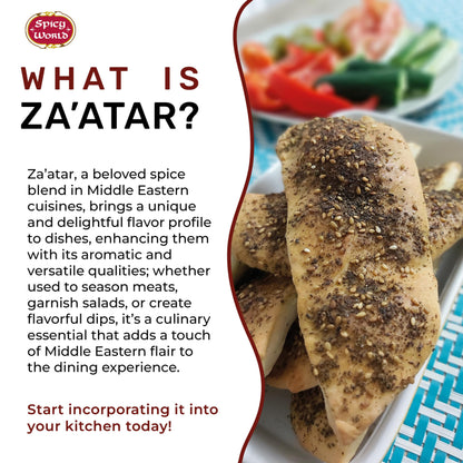 Spicy World Zaatar 7 Ounce LARGE Bag | Traditional Middle Eastern Zatar Spice Blend with Thyme & Sumac | Zaatar Seasoning