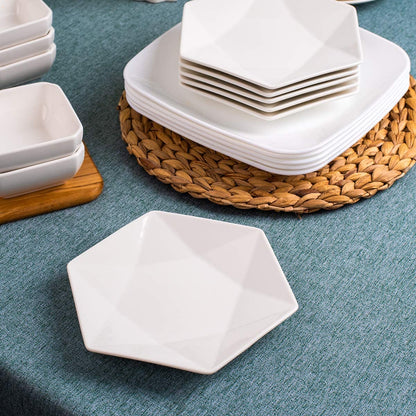 DELLING Appetizer Plates, White Ceramic Dessert Plates, Salad Plates Set, 7 inch Small Plates Set for Dessert, Snacks, Pasta, Side Dishes, Serving Plates Set of 6, Dishwasher Microwave Oven Safe
