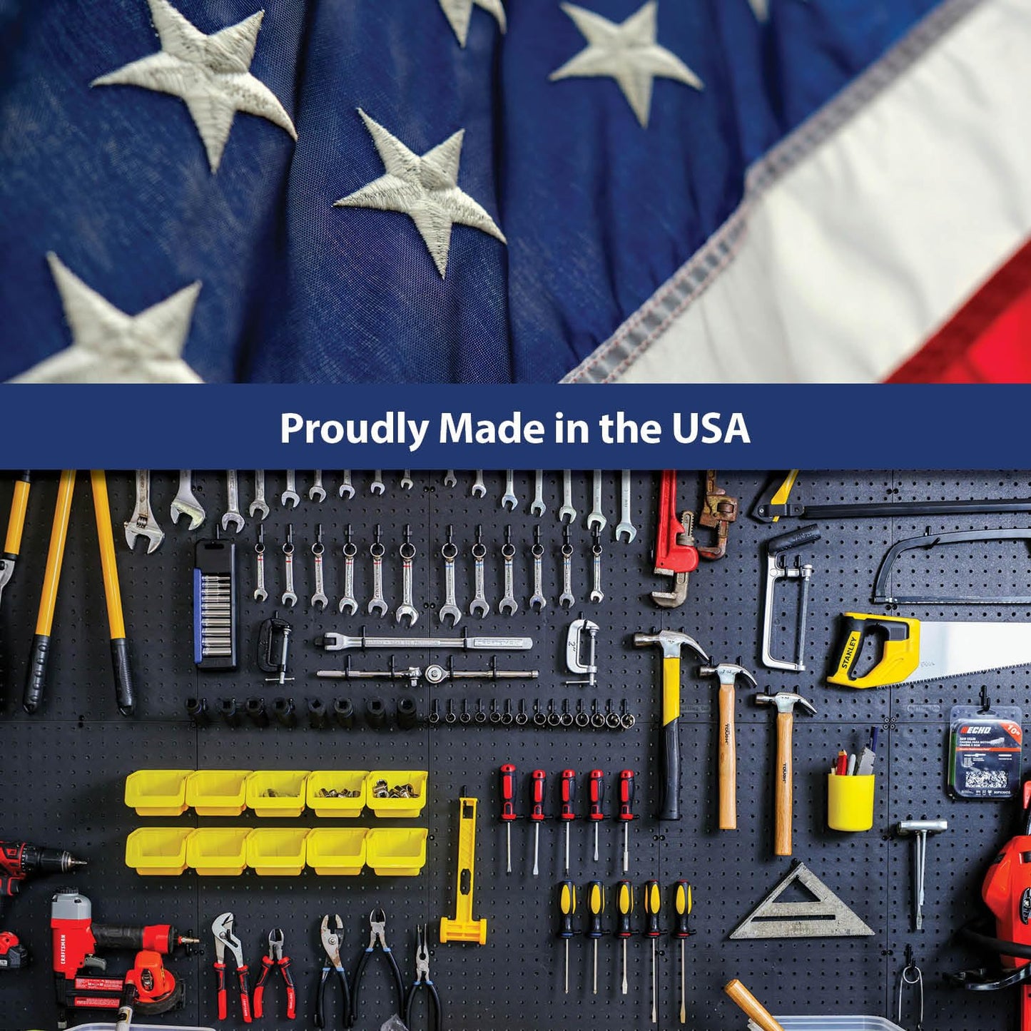 WallPeg Peg Board Bin Kit - Kit PB-4 - Pegboard Accessories for Garage Storage & Tool Organizer - Workbench Bins Pegboard Accessories