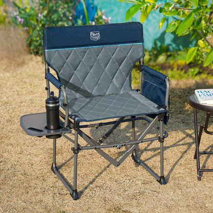 TIMBER RIDGE Aluminum Camping Directors Chair with Side Table Pocket, Portable Folding Chair, Heavy Duty Lawn Chair for Fishing Trip Picnic Concert Outdoor 400lbs, Navy