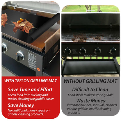 UBeesize 2 Pack Nonstick Grilling Mats for 22 Inch Blackstone Griddle, Resuable Cooking Mats for Grilling, BPA and PFOA Free Heavy Duty BBQ Grill Mats, Griddle Accessories Kit -22 x 16 Inch