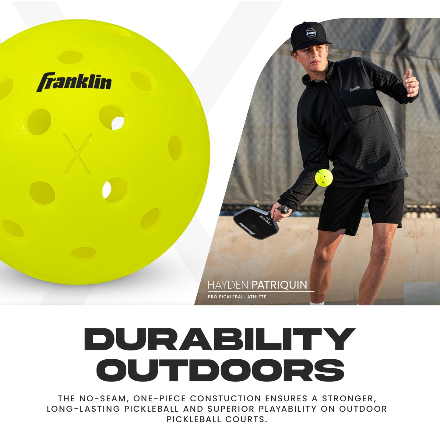 Franklin Sports Outdoor - X-40 Pickleball Balls - USA (USAPA) Approved - 12 Pack Outside - Optic Yellow - US Open Ball