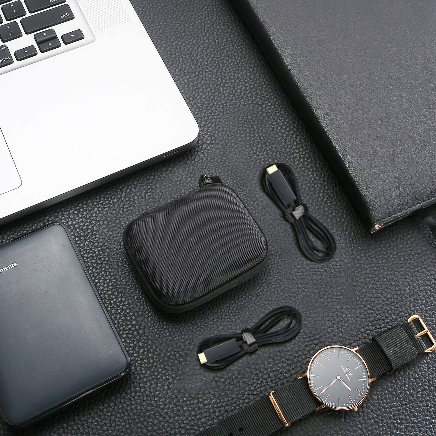 ProCase Hard Carrying Case Compatible for Samsung T7/ T7 Touch Portable SSD with 2 Cable Ties, Shockproof Travel Organizer for 500GB 1TB 2TB USB 3.2 External Solid State Drives -Black