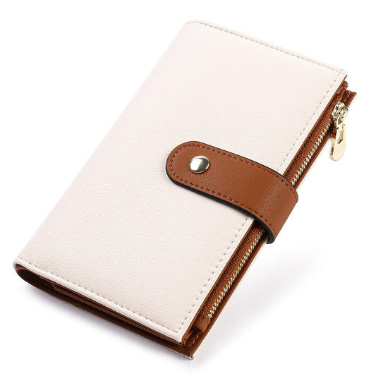 yiijay Women's Wallets RFID Blocking Leather Trifold Clutch Wallet Credit Card Holder Ladies Travel Wallet Purse with Pen Holder