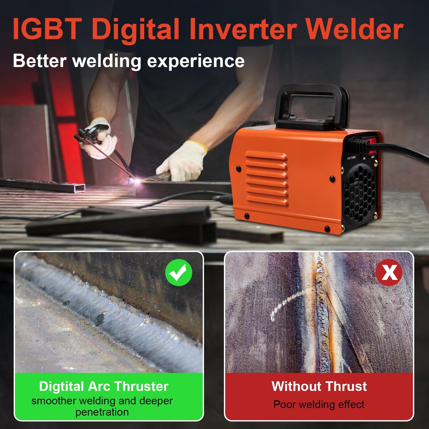 Siasky Mini Welding Machine, Upgraded Welder Machine 110V, Portable Stick Welder MMA-250A, IGBT Inverter Welder with Hot Start, Arc Force, Anti-Stick (10 welding rods)