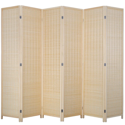 FDW Room Divider Bamboo Room Divider Wall Folding Privacy Wall Divider Wood Screen for Home Bedroom Living Room (6 Panel, Natural)