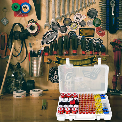 Battery Organizer Storage Case with Tester Checker. Batteries Holder Box Container for 120+ AA AAA 9V C D Lithium CR2025 CR1632 CR2032 Coin Cell Battery with Wall-Mounted Design -Transparency